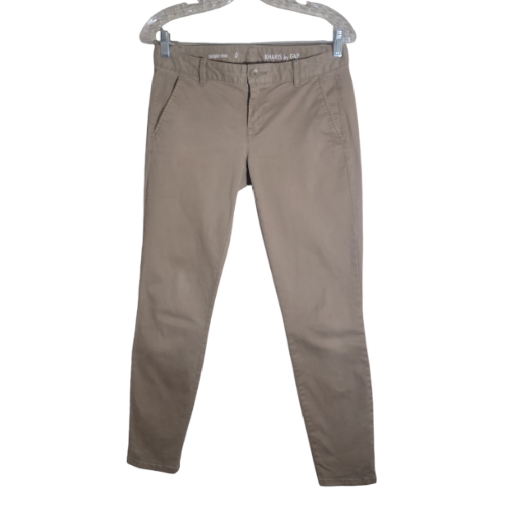 Khakis by Gap skinny mini size 0 low rise tan khaki pants